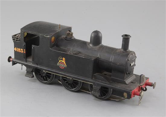 A Leeds Model Co O gauge 0-6-0 BR Jinty Class locomotive, number 41835, black livery, 22cm, needs attention